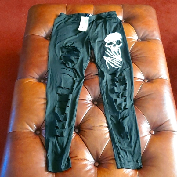 Fancy Qube Pants - Skull Destruction Leggings Pant Skeleton Halloween